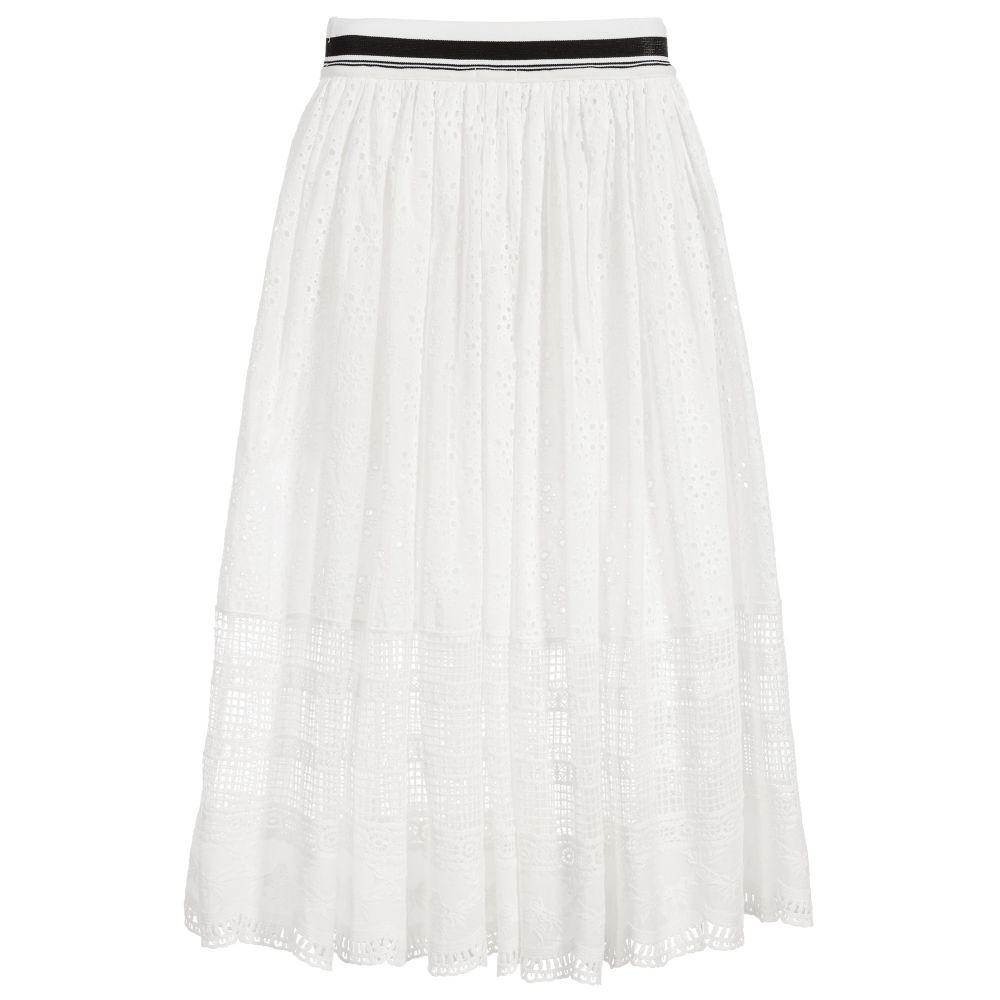 Fun & Fun - White Broderie Anglaise Skirt | Childrensalon Outlet
