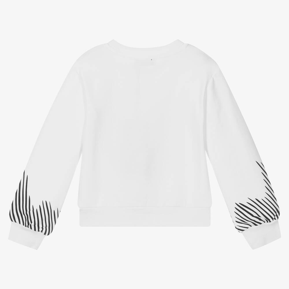 Fun & Fun-White Cotton Logo Sweatshirt | Childrensalon Outlet