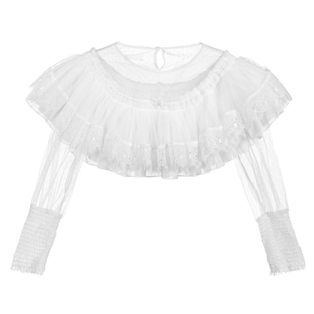 Fun & Fun - White Lace Crop Blouse | Childrensalon