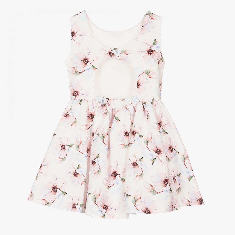Fun & Fun Chic-White & Pink Floral Dress | Childrensalon Outlet