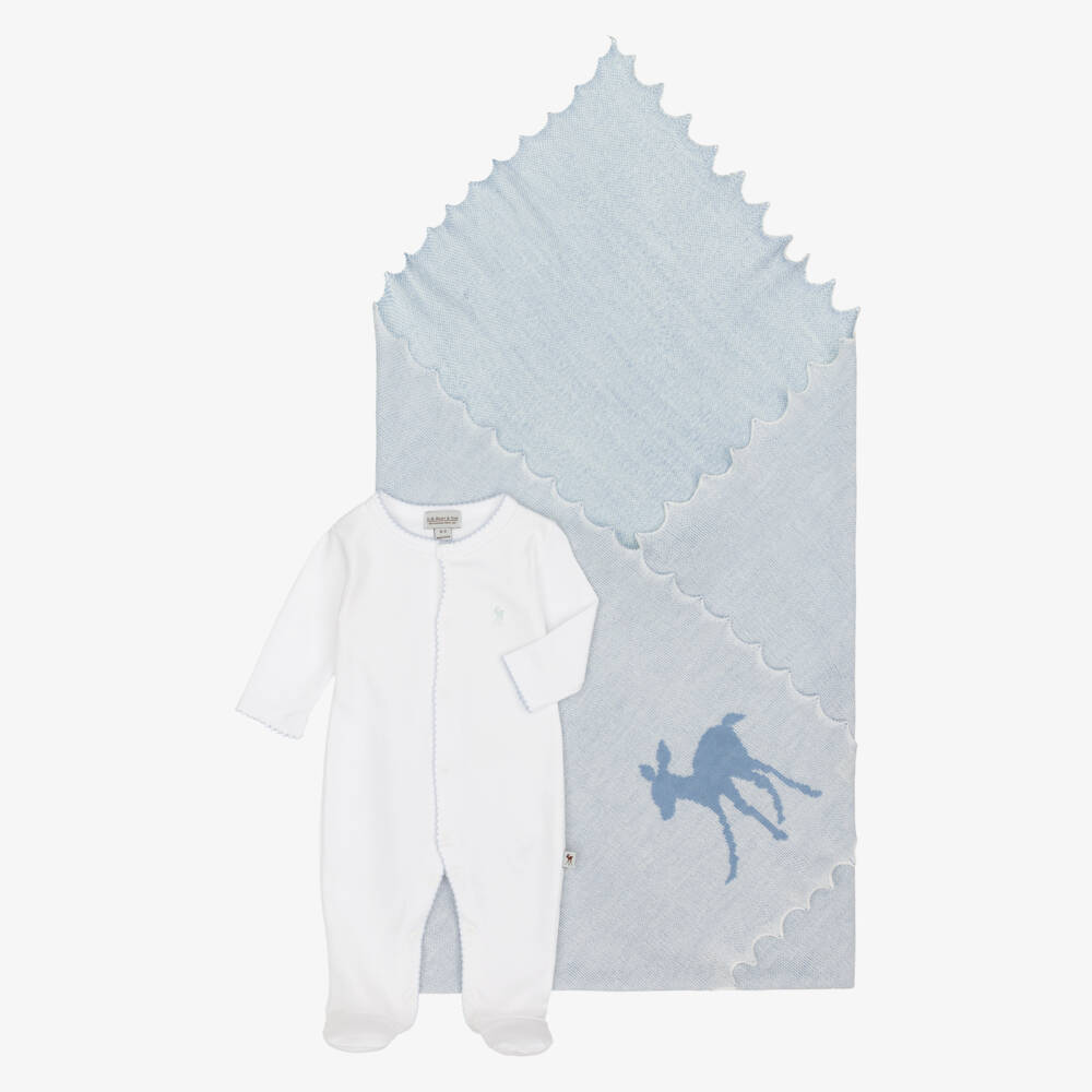 G.H.Hurt & Son-Blue Wool & Cotton Baby Set | Childrensalon Outlet