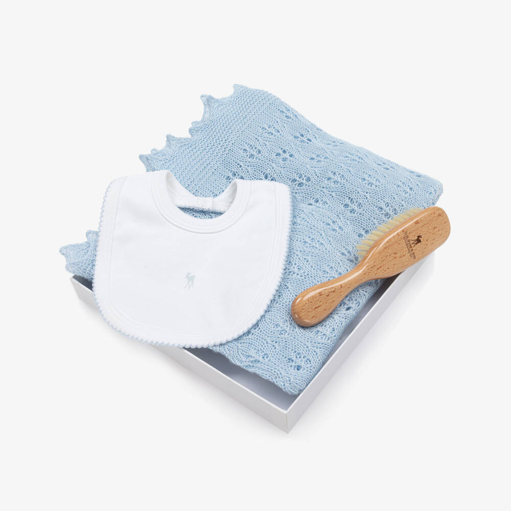 G.H.Hurt & Son-Boys Blue Shawl and Bib Set | Childrensalon Outlet