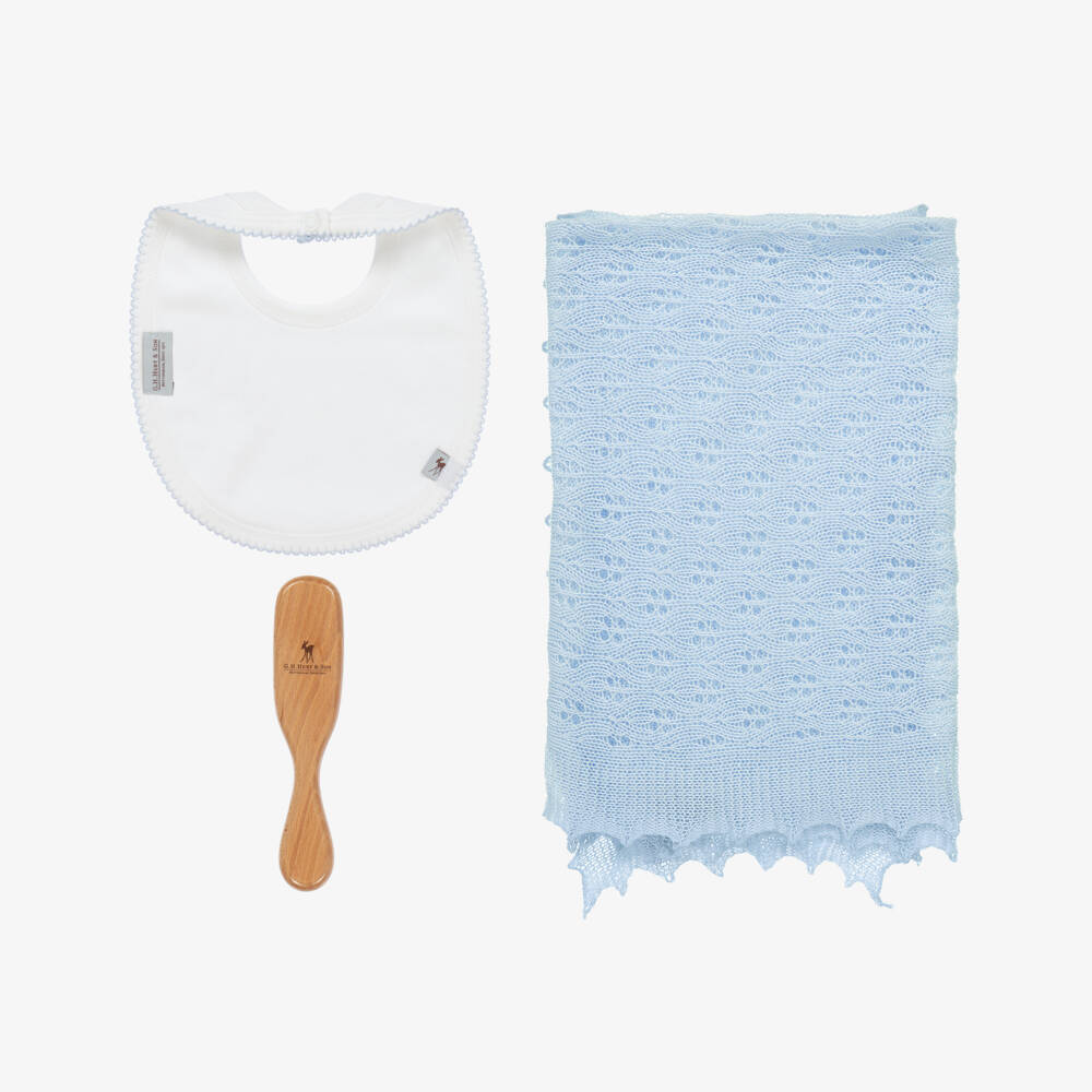 G.H.Hurt & Son-Boys Blue Shawl and Bib Set | Childrensalon Outlet