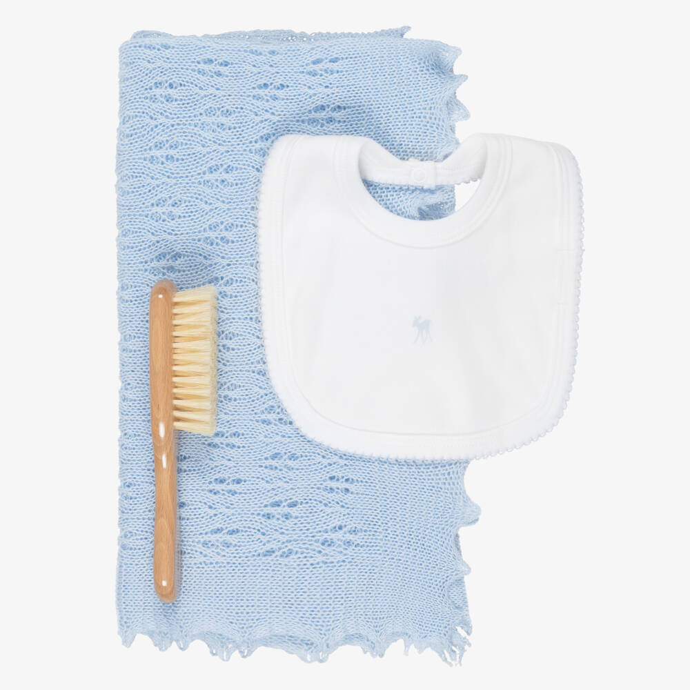G.H.Hurt & Son-Boys Blue Shawl and Bib Set | Childrensalon Outlet