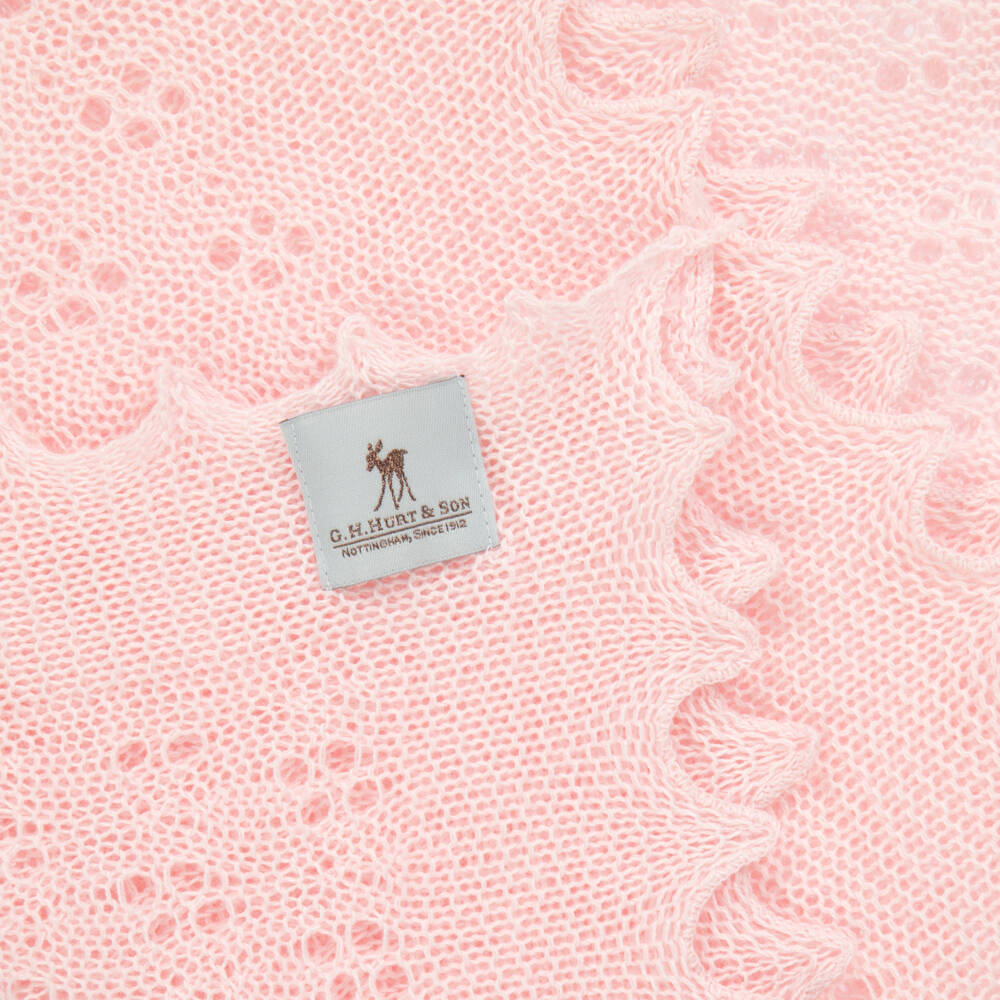 G.H.Hurt & Son-Girls Pink Knit Shawl and Bib Set | Childrensalon Outlet