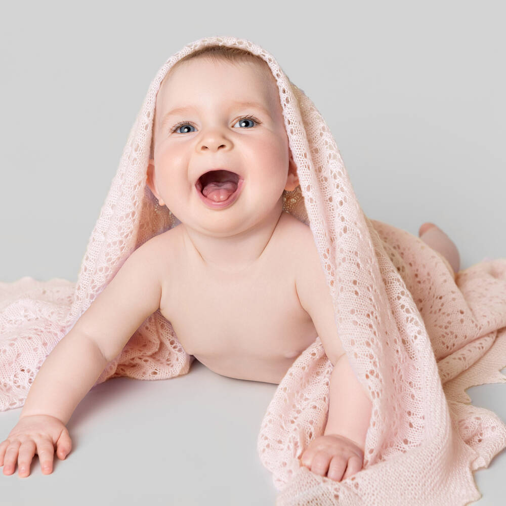 G.H.Hurt & Son-Girls Pink Knit Shawl and Bib Set | Childrensalon Outlet