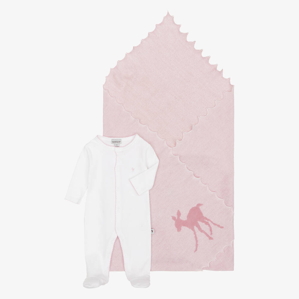 G.H.Hurt & Son-Girls Pink & White Wool Set | Childrensalon Outlet