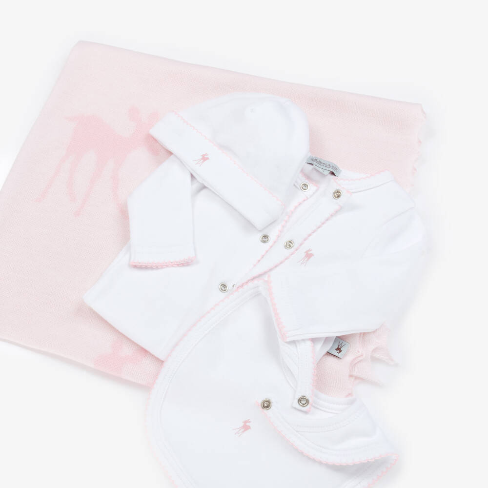 G.H.Hurt & Son-Girls Soft Pink Wool Gift Set | Childrensalon Outlet