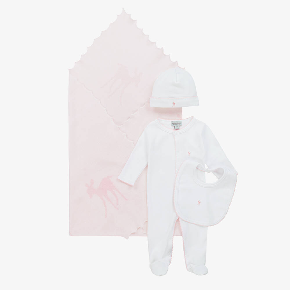 G.H.Hurt & Son-Girls Soft Pink Wool Gift Set | Childrensalon Outlet