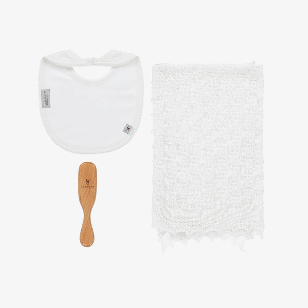 G.H.Hurt & Son-Ivory Shawl and Bib Set | Childrensalon Outlet