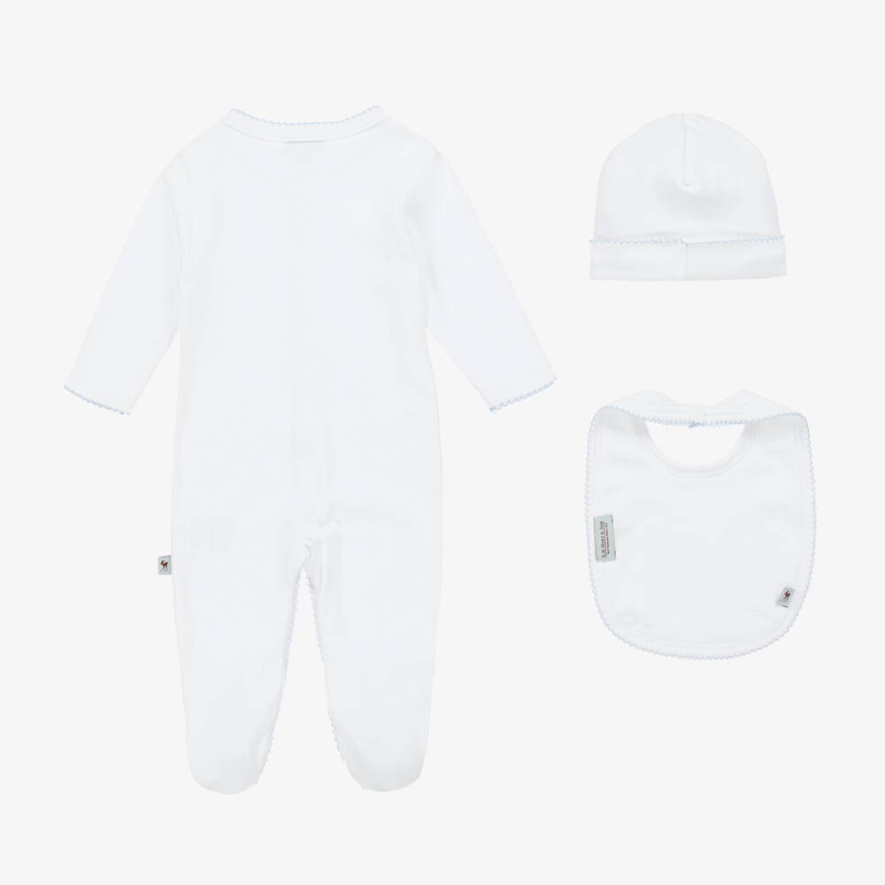 G.H.Hurt & Son-White & Blue Baby Wool Set | Childrensalon Outlet