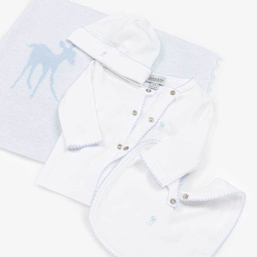 G.H.Hurt & Son-White & Blue Baby Wool Set | Childrensalon Outlet