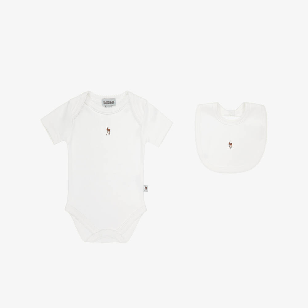 G.H.Hurt & Son-White & Ivory Welcome Baby Gift Set | Childrensalon Outlet