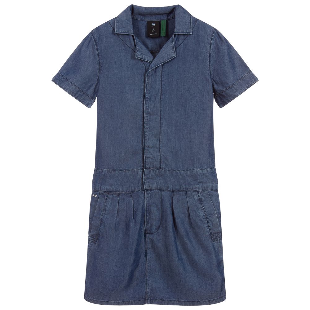 G-Star Raw - Girls Blue Chambray Dress | Childrensalon