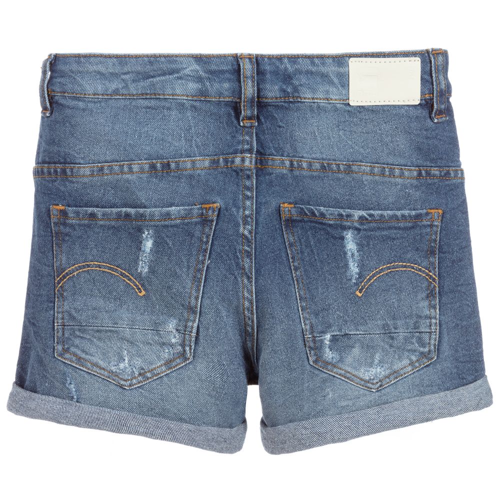 G Star Raw Girls Blue Denim Shorts Childrensalon Outlet