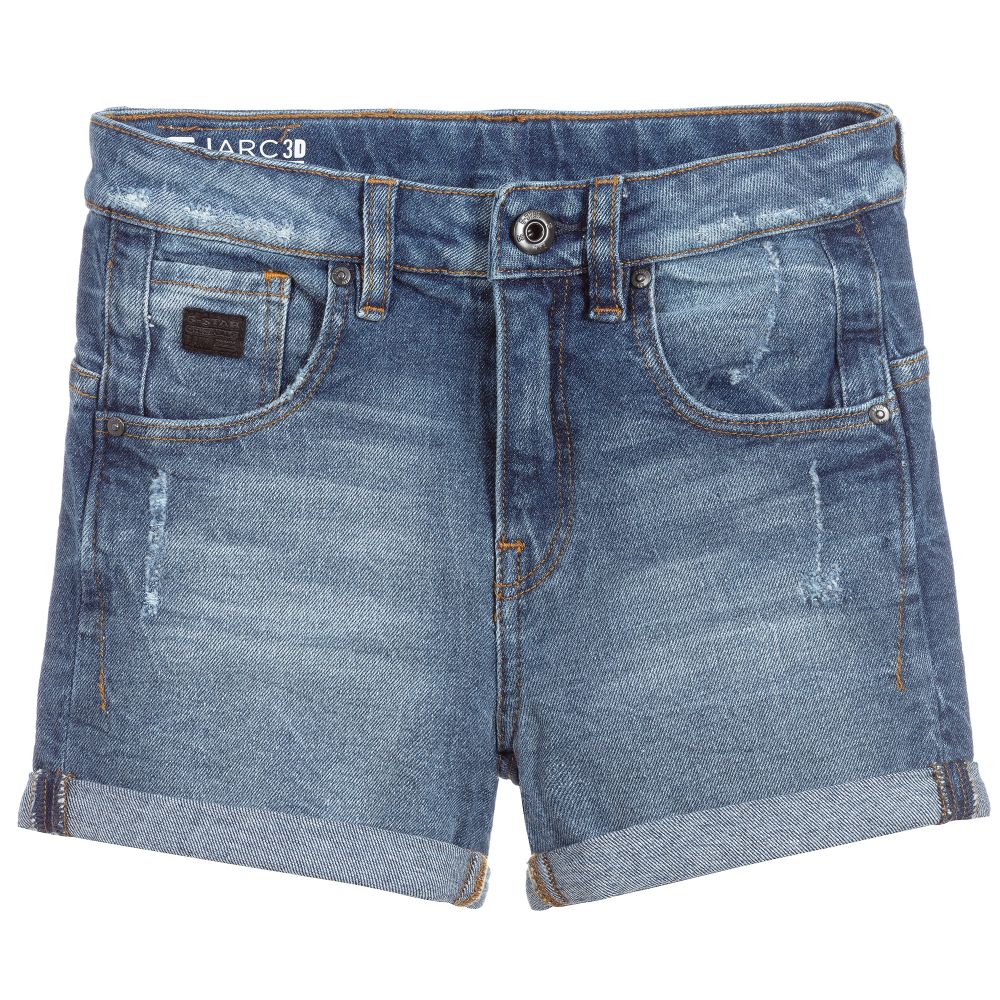 G-Star Raw - Girls Blue Denim Shorts | Childrensalon