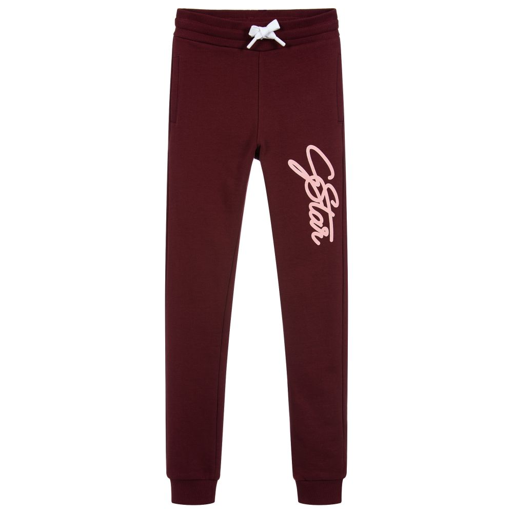 G-Star Raw - Girls Red Cotton Joggers | Childrensalon