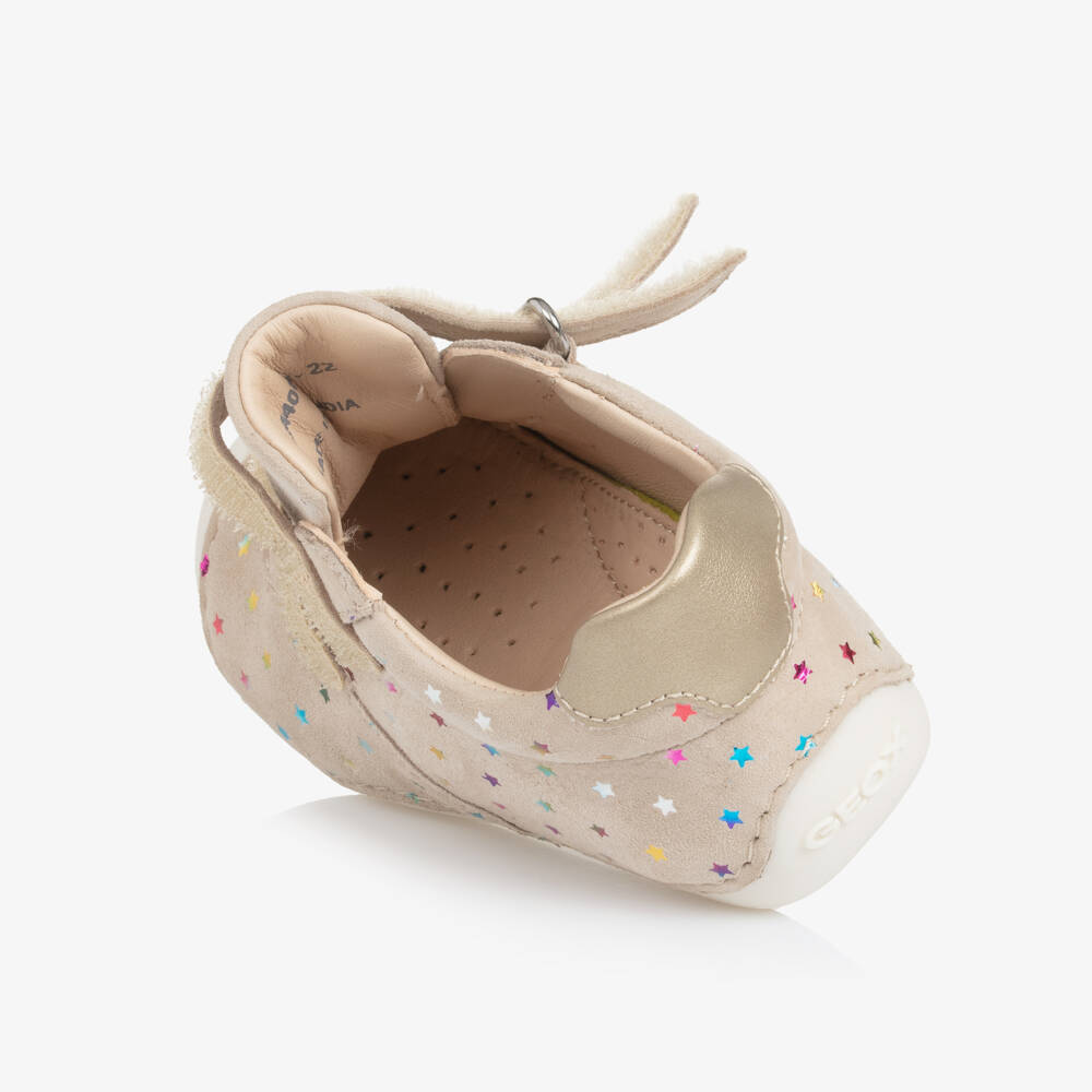 Geox-Baby Girls Beige & Metallic Star Leather First Walkers | Childrensalon Outlet