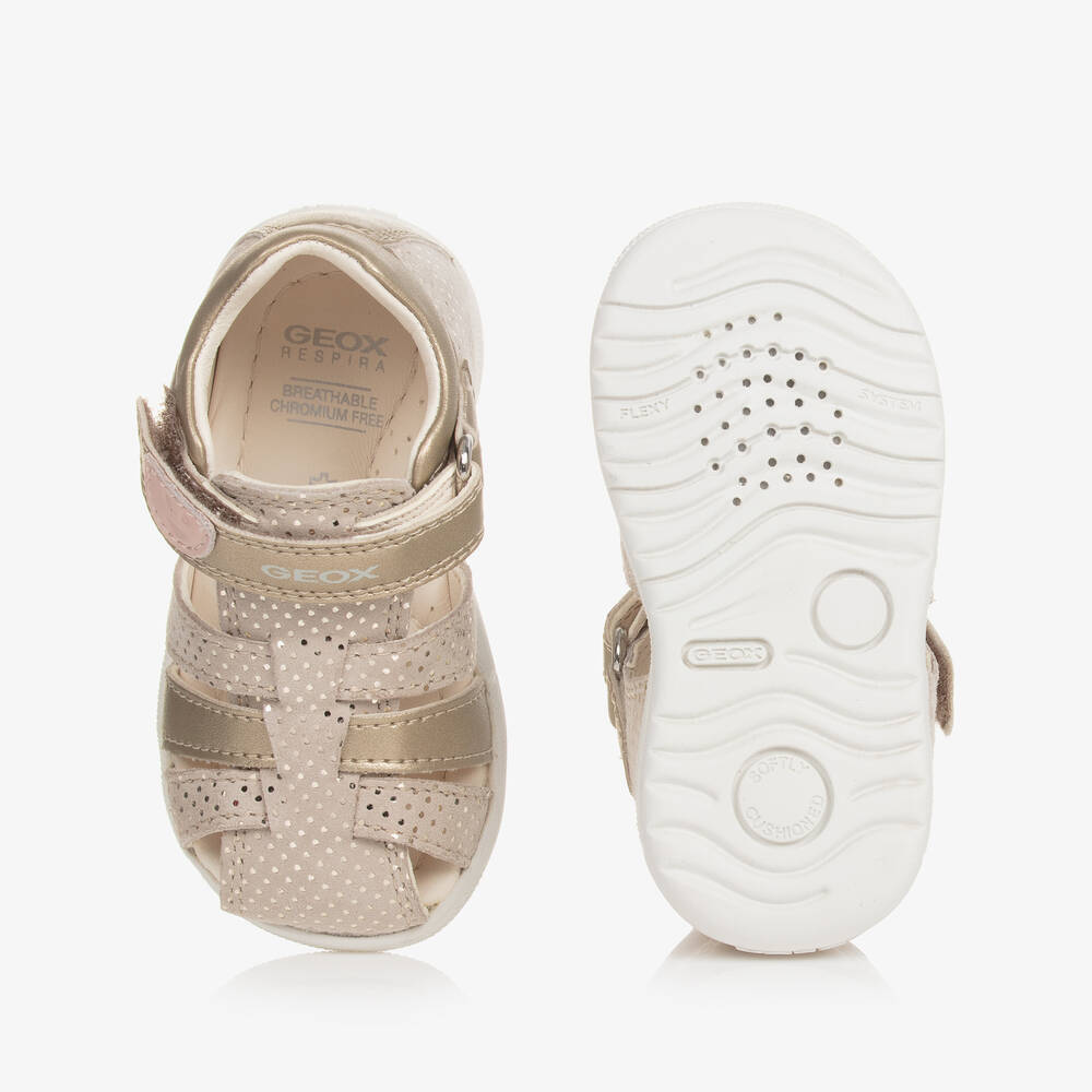 Geox-Baby Girls Gold Suede Leather Sandals | Childrensalon Outlet