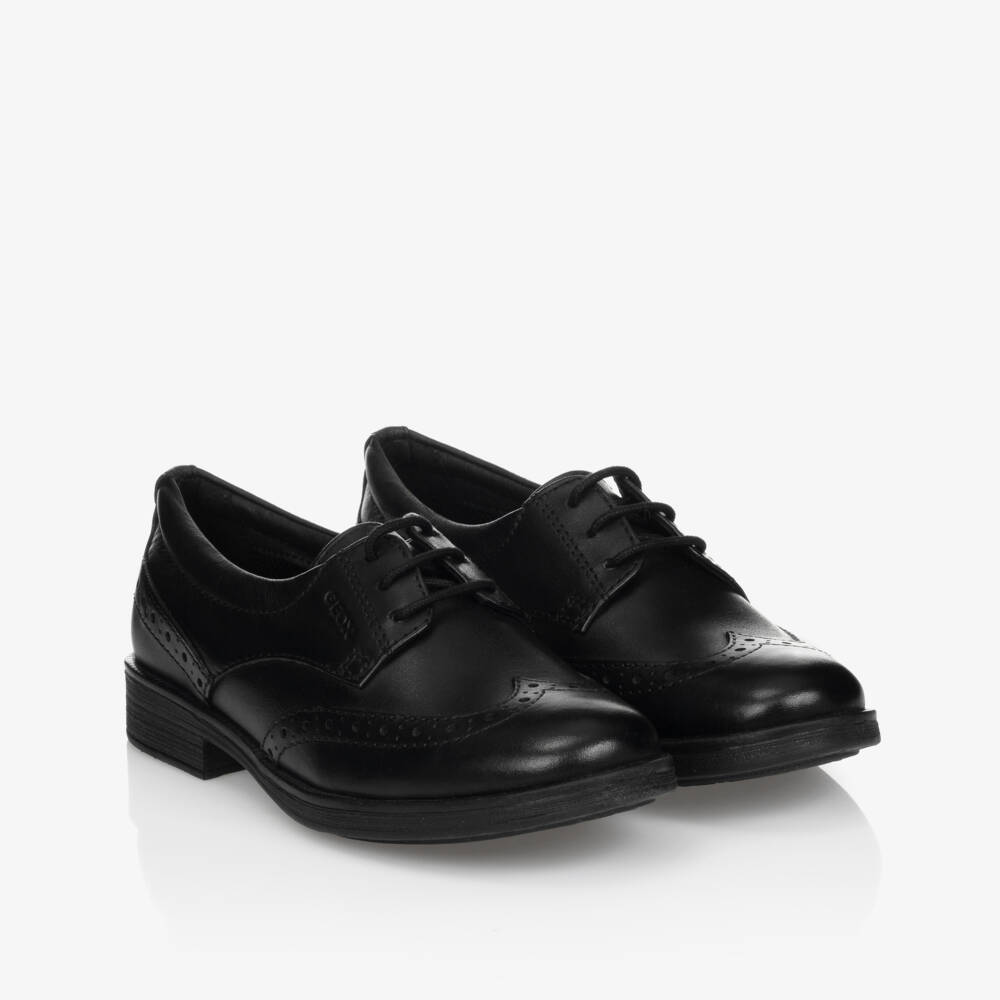 Geox-Black Leather Brogue Shoes | Childrensalon Outlet