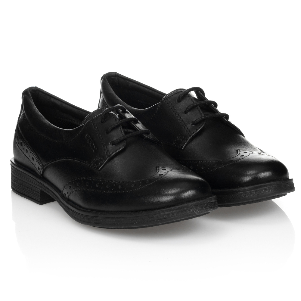 Geox - حذاء بروغ جلد لون أسود للبنات | Childrensalon