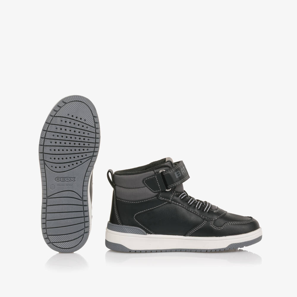 Geox-Boys Black Faux Leather Batman Hi-Top Trainers | Childrensalon Outlet