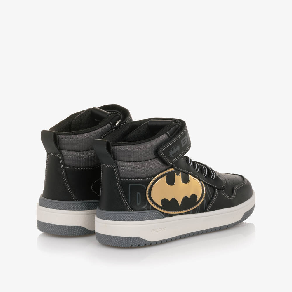 Geox-Boys Black Faux Leather Batman Hi-Top Trainers | Childrensalon Outlet