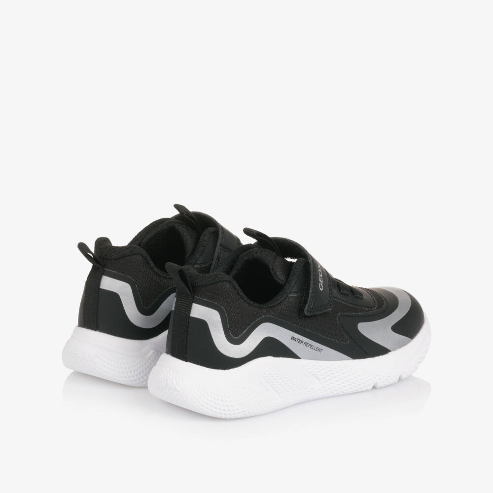 Geox-Boys Black Faux Leather Water Repellent Trainers | Childrensalon Outlet
