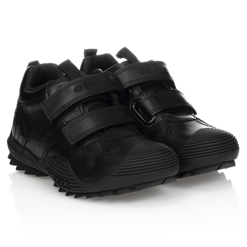 Geox - Baskets en cuir noir Garçon | Childrensalon