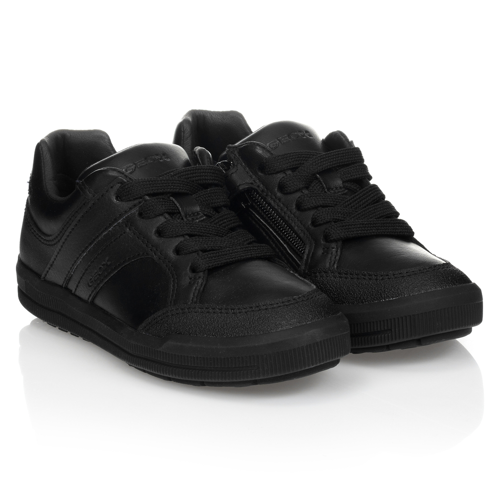 Geox - Boys Black Leather Trainers | Childrensalon