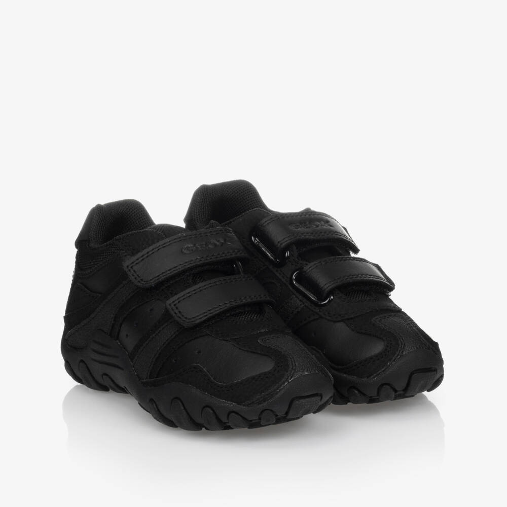 Geox-Boys Black Leather Trainers | Childrensalon Outlet