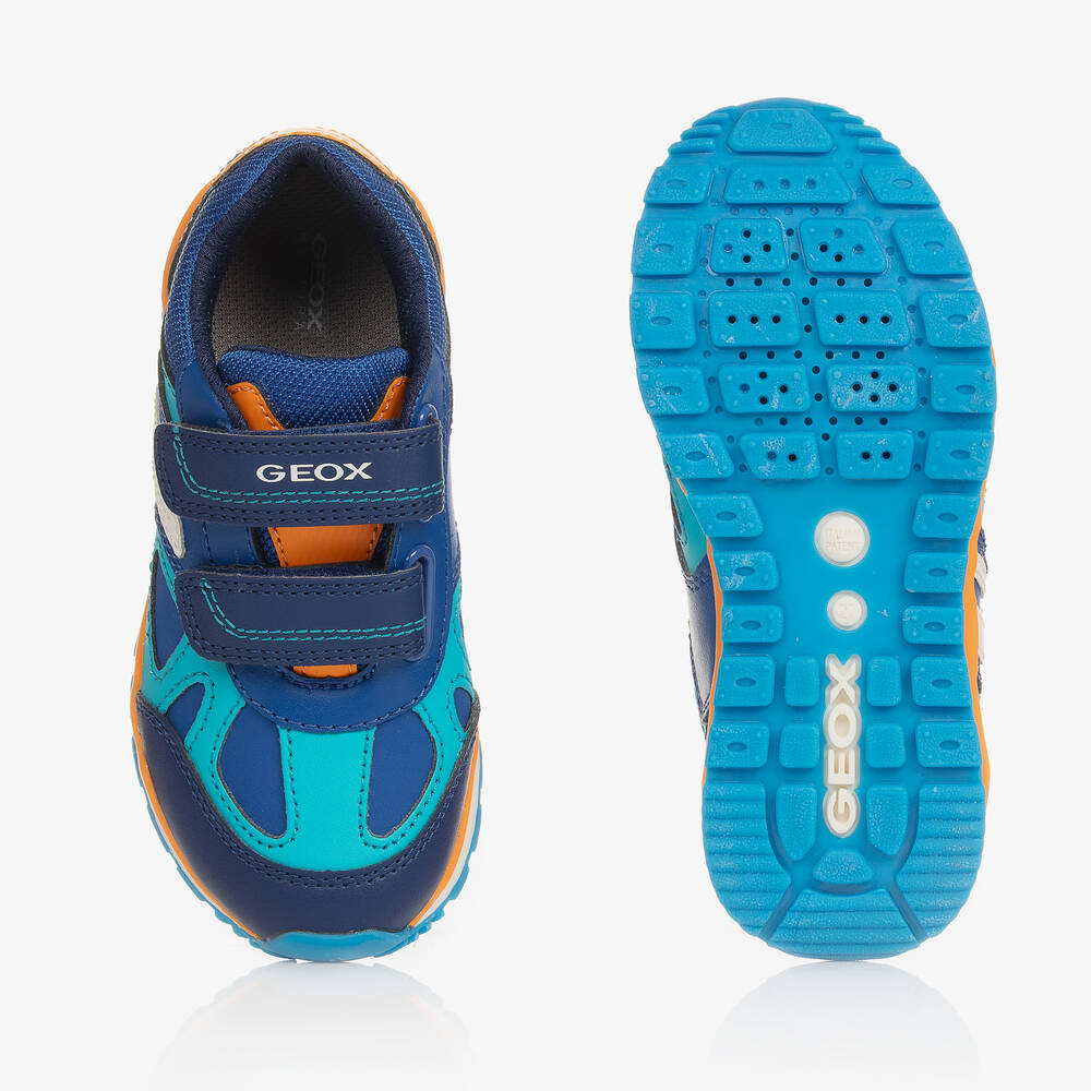 Geox-Boys Blue Faux Leather Velcro Trainers | Childrensalon Outlet