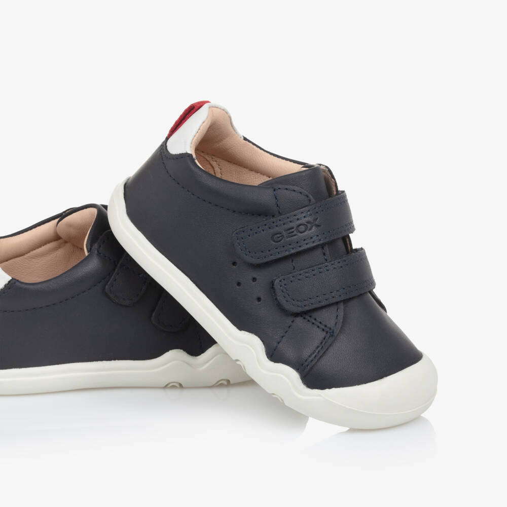 Geox-Boys Blue Leather Velcro Walkers | Childrensalon Outlet