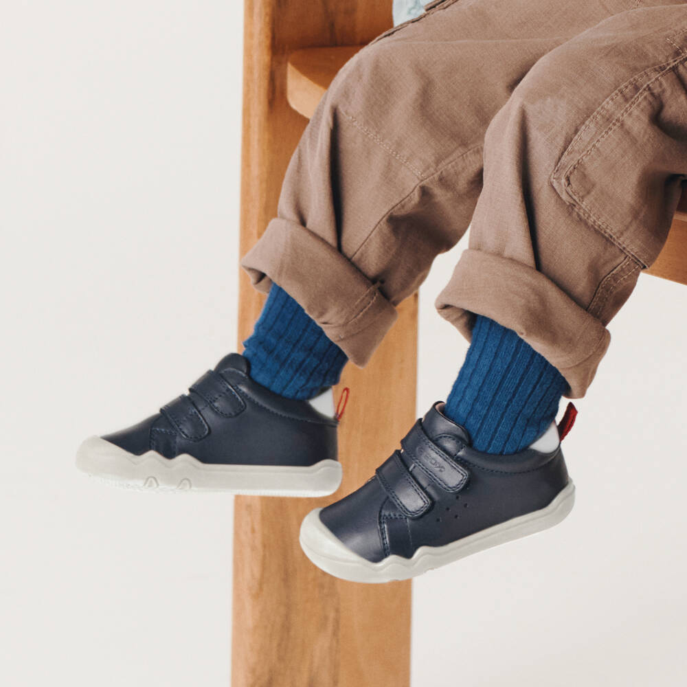 Geox-Boys Blue Leather Velcro Walkers | Childrensalon Outlet