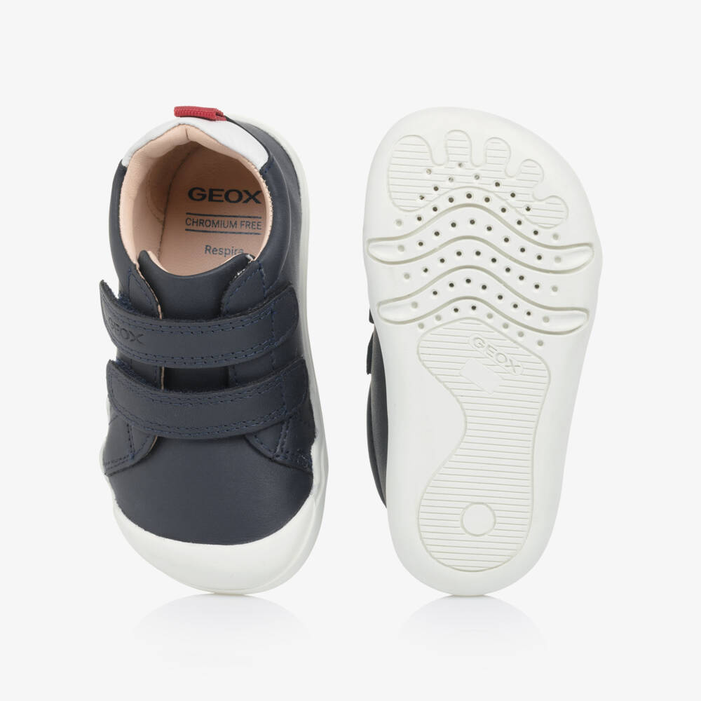 Geox-Boys Blue Leather Velcro Walkers | Childrensalon Outlet
