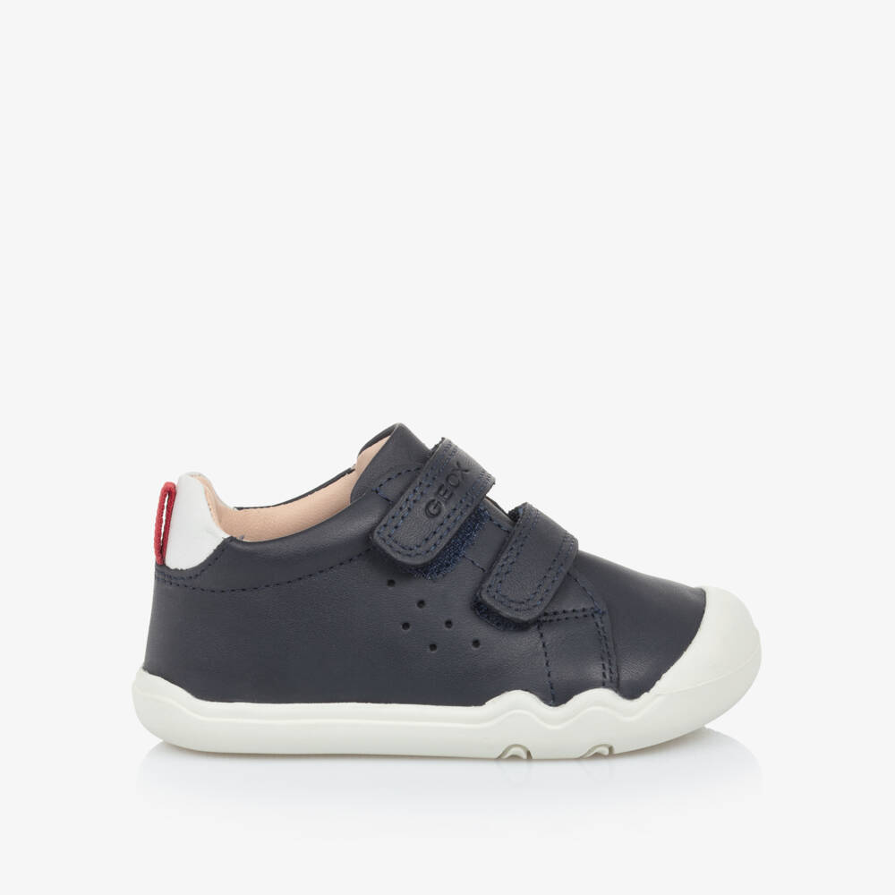 Geox-Boys Blue Leather Velcro Walkers | Childrensalon Outlet