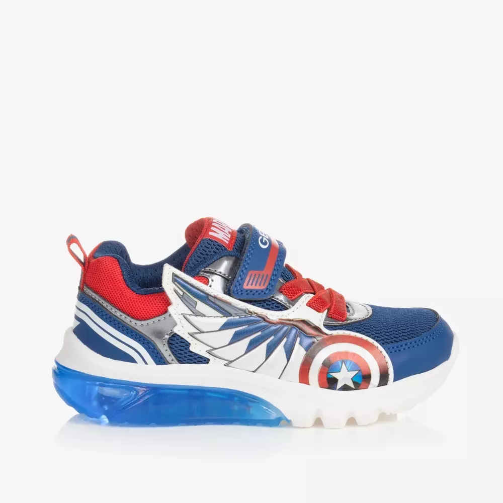Geox-Boys Blue Light-Up Marvel Trainers | Childrensalon Outlet