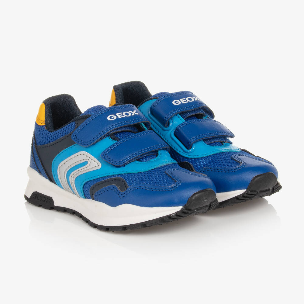 Geox - Boys Blue Mesh Velcro Trainers | Childrensalon