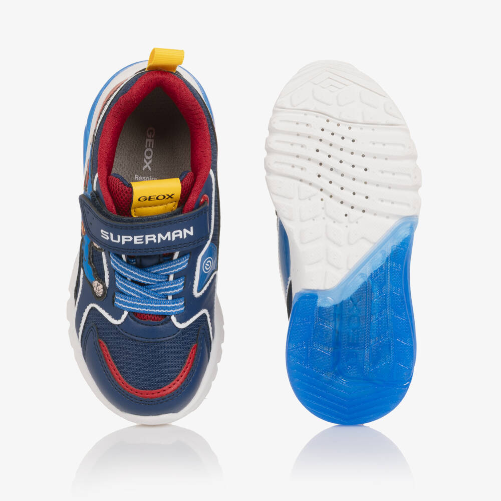 Geox-Boys Blue Superman Glow Trainers | Childrensalon Outlet