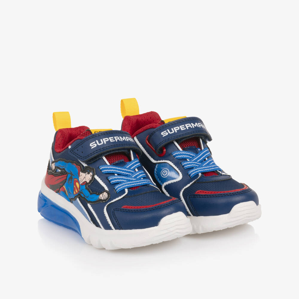 Geox-Boys Blue Superman Glow Trainers | Childrensalon Outlet