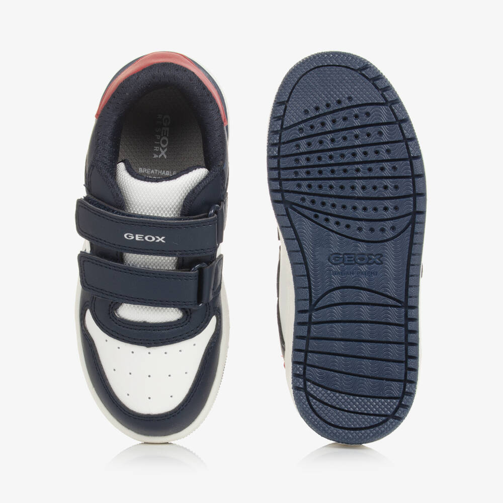 Geox-Boys Blue & White Velcro Trainers | Childrensalon Outlet