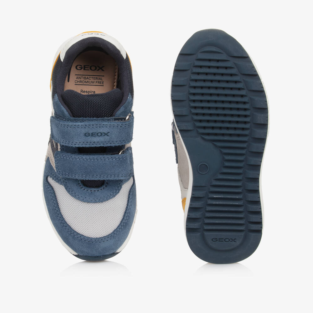 Geox-Boys Blue & Yellow Suede Kicks | Childrensalon Outlet