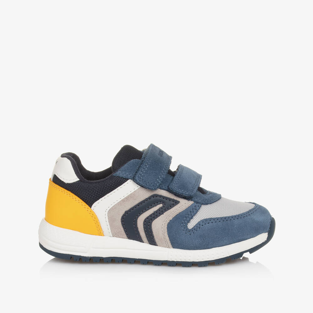 Geox-Boys Blue & Yellow Suede Kicks | Childrensalon Outlet