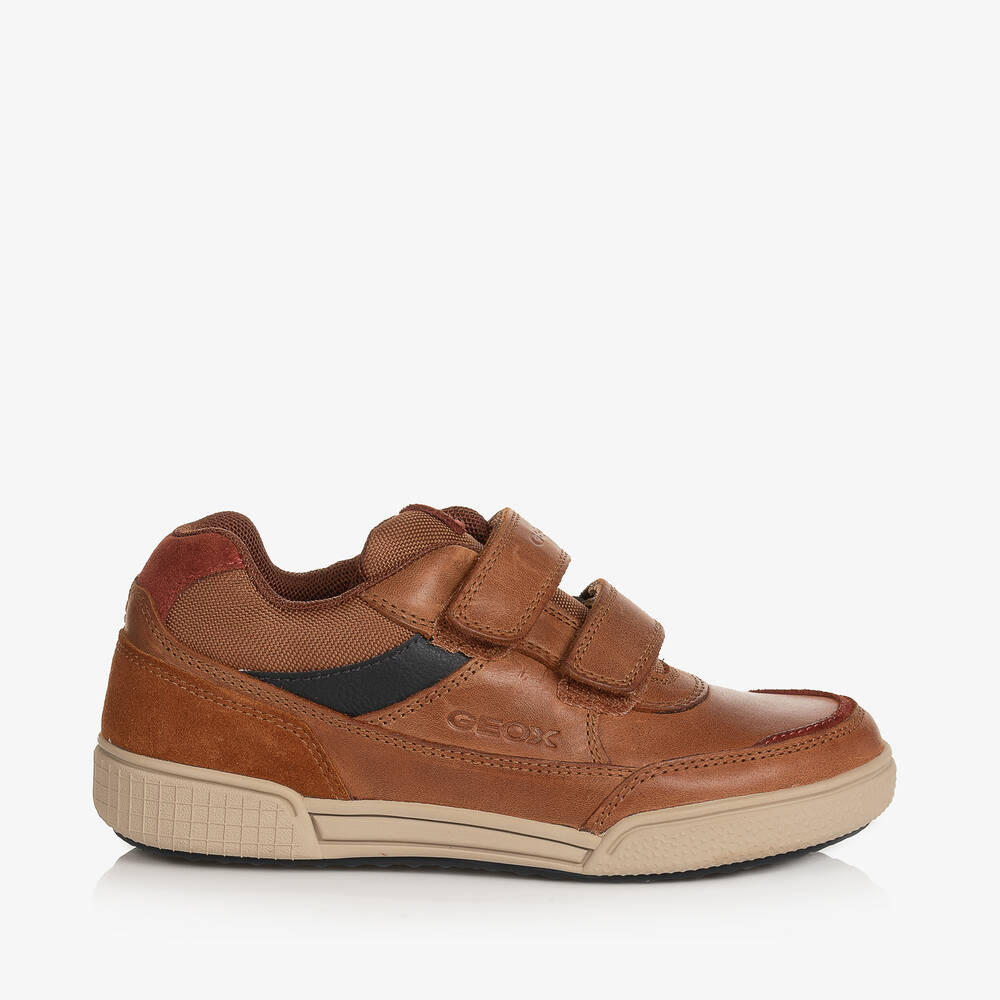 Boys leather shop velcro trainers
