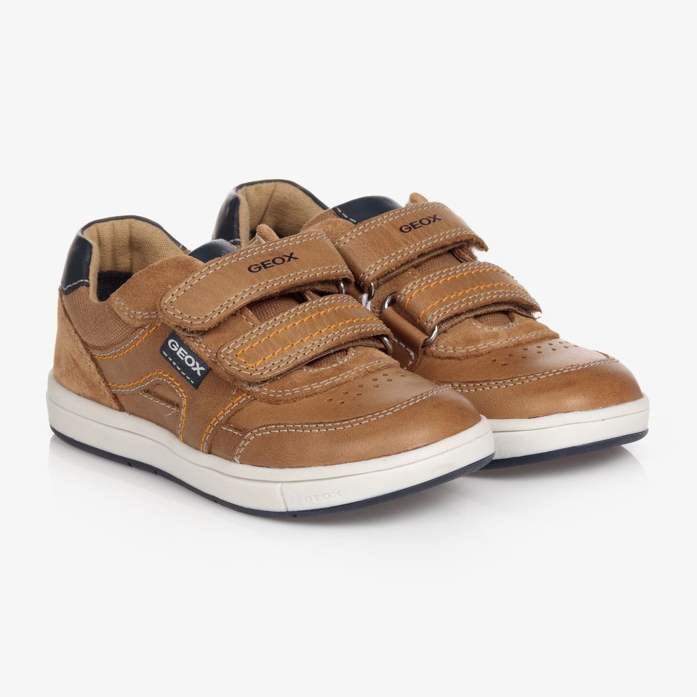 Geox - Boys Brown Velcro Trainers | Childrensalon