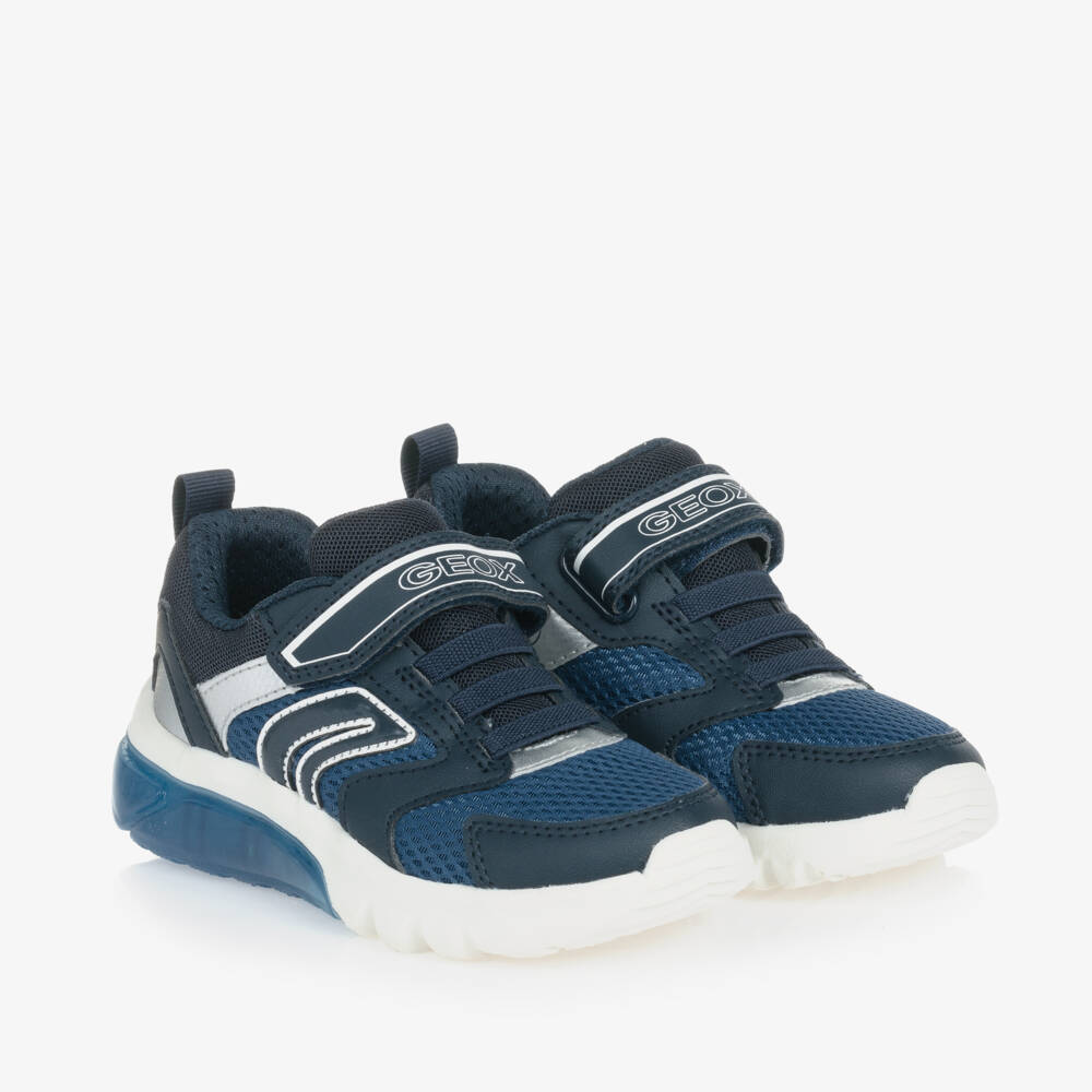 Geox-Boys Illuminated Blue Velcro Sneakers | Childrensalon Outlet