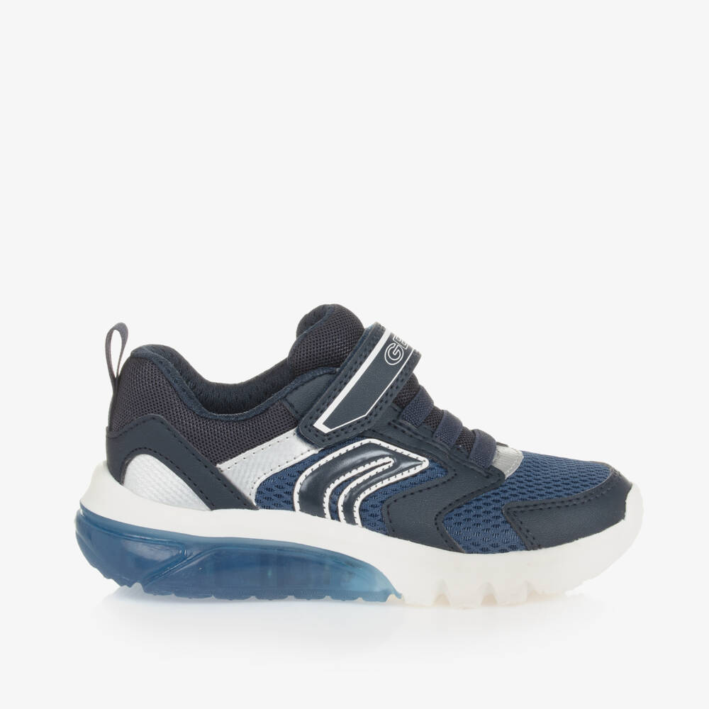 Geox-Boys Illuminated Blue Velcro Sneakers | Childrensalon Outlet
