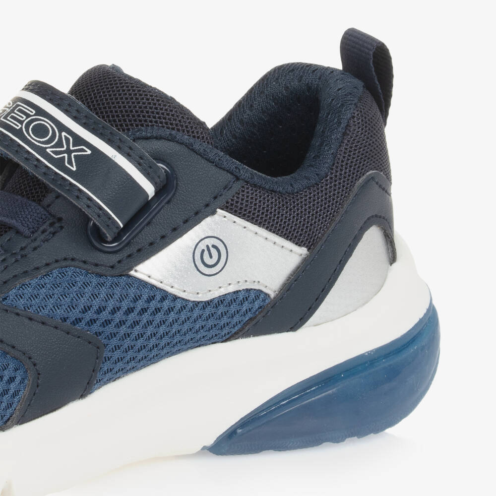 Geox-Boys Illuminated Blue Velcro Sneakers | Childrensalon Outlet