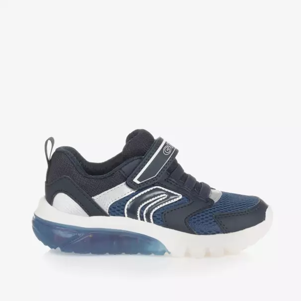 Geox-Boys Illuminated Blue Velcro Sneakers | Childrensalon Outlet