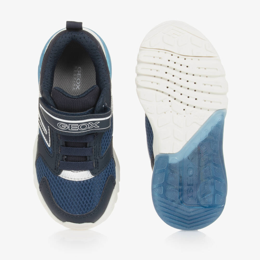 Geox-Boys Illuminated Blue Velcro Sneakers | Childrensalon Outlet